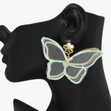 91052, FABRIC BUTTERFLY DANGLE EARRING, GARDEN