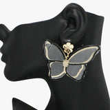 91052, FABRIC BUTTERFLY DANGLE EARRING, GARDEN