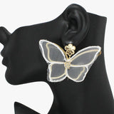 91052, FABRIC BUTTERFLY DANGLE EARRING, GARDEN