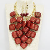 91068, AZTEC PRINT MULTI CHARM STATEMENT NECKLACE