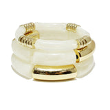 91077, ACRYLIC TUBE MULTI LAYERED STRETCH BRACELET