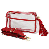 91083, CLEAR TRANSPARENT CROSSBODY BAG/SHOULDER BAG WITH TASSEL