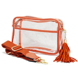 91083, CLEAR TRANSPARENT CROSSBODY BAG/SHOULDER BAG WITH TASSEL