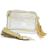 91083, CLEAR TRANSPARENT CROSSBODY BAG/SHOULDER BAG WITH TASSEL