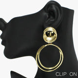 91118, GEOMETRIC ROUND METAL CLIP ON EARRING