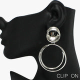 91118, GEOMETRIC ROUND METAL CLIP ON EARRING