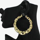 91125, BAMBOO METAL HOOP PIN CATCH EARRING