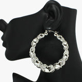 91125, BAMBOO METAL HOOP PIN CATCH EARRING