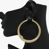 91127, TEXTURED ROUND METAL HOOP PIN CATCH EARRING