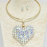 91168, CHUNKY HEART PEARL CHOKER NECKLACE, VALENTINE'S DAY