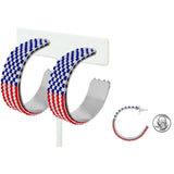 91178, AMERICAN FLAG SEED BEADED EARRING
