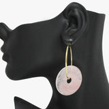 91193, ROUND CELLULOID ACETATE ACCENT HOOP EARRING