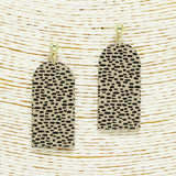 91235, LEOPARD PRINT GEOMETRIC WOODEN EARRING