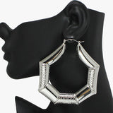 91270, OVERSIZED GEOMETRIC HOOP PIN CATCH EARRING