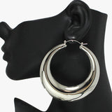 91271, OVERSIZED ROUND METAL HOOP PIN CATCH EARRING