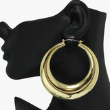 91271, OVERSIZED ROUND METAL HOOP PIN CATCH EARRING