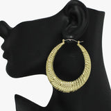 91272, TEXTURED OVAL METAL PIN CATCH EARRING