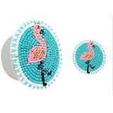 91280, FLAMINGO BEADED SELF ADHESIVE PHONE GRIP