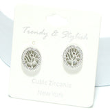 91323, TREE OF LIFE CUBIC ZIRCONIA STUD EARRING/STERLING SILVER POST