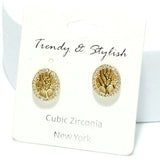 91323, TREE OF LIFE CUBIC ZIRCONIA STUD EARRING/STERLING SILVER POST