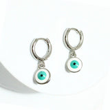 91326, EVIL EYE CHARM HUGGIE EARRING