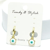 91326, EVIL EYE CHARM HUGGIE EARRING