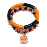 91336, "TRICK OR TREAT" HALLOWEEN CHARM MULTI LAYERED STRETCH BRACELET