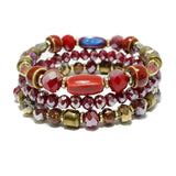 91352, SEMI PRECIOUS STONE MULTI LAYERED BEAD STRETCH BRACELET