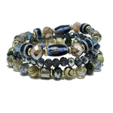 91352, SEMI PRECIOUS STONE MULTI LAYERED BEAD STRETCH BRACELET