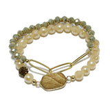 91353, SEMI PRECIOUS STONE MULTI LAYERED BEAD STRETCH BRACELET