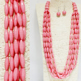 91373, OVAL BEAD ACCENT LONG MULTI LAYERED NECKLACE