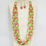 91373, OVAL BEAD ACCENT LONG MULTI LAYERED NECKLACE
