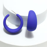91380, RUBBER COATED FASHION HOOP EARRING, MATTE FINISH
