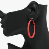 91381, RUBBER COATED ROUND HOOP EARRING, MATTE FINISH