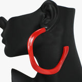 91382, OVERSIZED CELLULOID ACETATE WAVY FASHION HOOP EARRING
