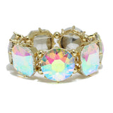 91409, CHUNKY ROUND & SQUARE RHINESTONE STRETCH BRACELET