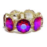 91409, CHUNKY ROUND & SQUARE RHINESTONE STRETCH BRACELET