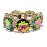 91409, CHUNKY ROUND & SQUARE RHINESTONE STRETCH BRACELET