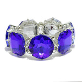 91409, CHUNKY ROUND & SQUARE RHINESTONE STRETCH BRACELET