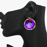 91412, CHUNKY ROUND RHINESTONE STUD EARRING