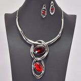 91418, OVAL RHINESTONE ACCENT DROP NECKLACE