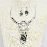 91418, OVAL RHINESTONE ACCENT DROP NECKLACE