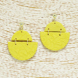 91434, FLOWER EMBROIDERY GEOMETRIC RUBBER CLAY EARRING