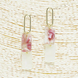 91439, RECTANGLE CELLULOID ACETATE DROP DANGLE EARRING