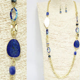 91453, HANDMADE SEMI PRECIOUS STONE LONG NECKLACE