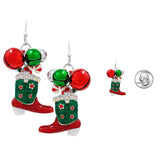 91462, CHRISTMAS SOCKS WITH JINGLE BELL CHARM EARRING, HOLIDAY
