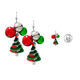 91462, CHRISTMAS TREE WITH JINGLE BELL CHARM EARRING, HOLIDAY