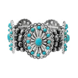 91477, WESTERN CONCHO TURQUOISE STONE STRETCH BRACELET