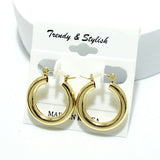 91500, 25MM BOLD METAL ROUND PIN CATCH EARRING