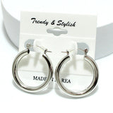 91501, 30MM BOLD METAL ROUND PIN CATCH EARRING